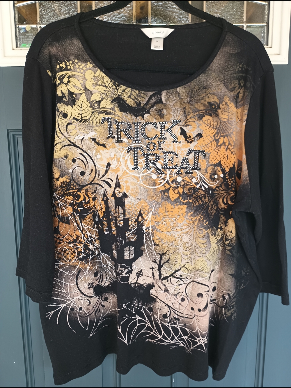 CJ Banks Y2K 'Trick or Treat' Graphic Top 2X Whimsigoth Goth Core Witchy Grunge